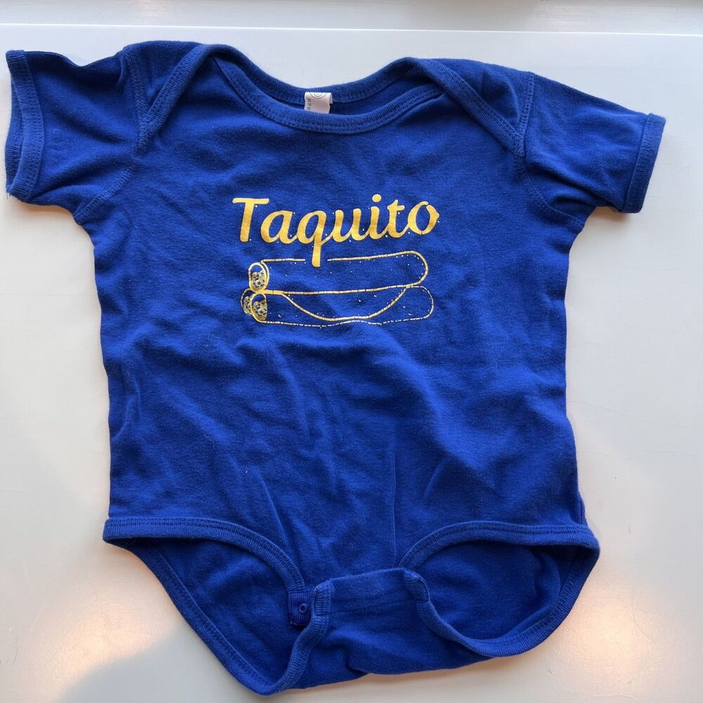 Rabbit Skins 'Taquito' Baby Blue & Yellow Onesie Size 24 Months